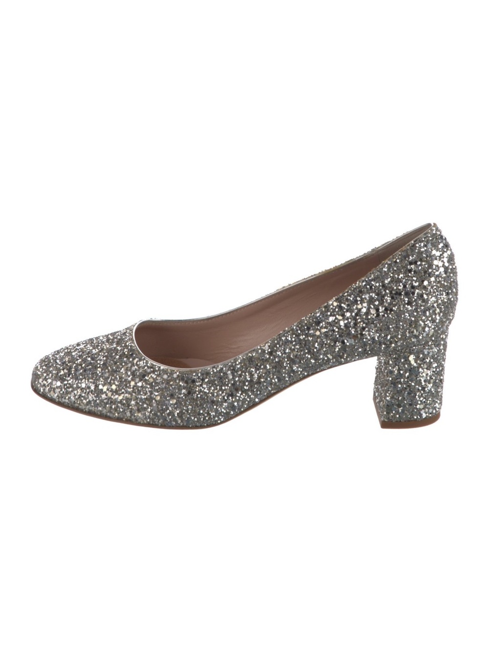 Kate Spade Dolores Silver Glitter Block Heel Pumps - Women's Dress Shoes